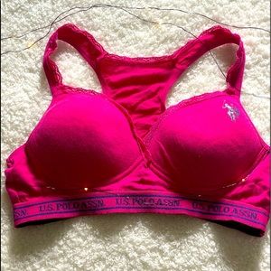 *SOLD*US POLO ASSN hot pink racer back sports bra